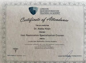 Dr Ateka Khan certificate of attendance